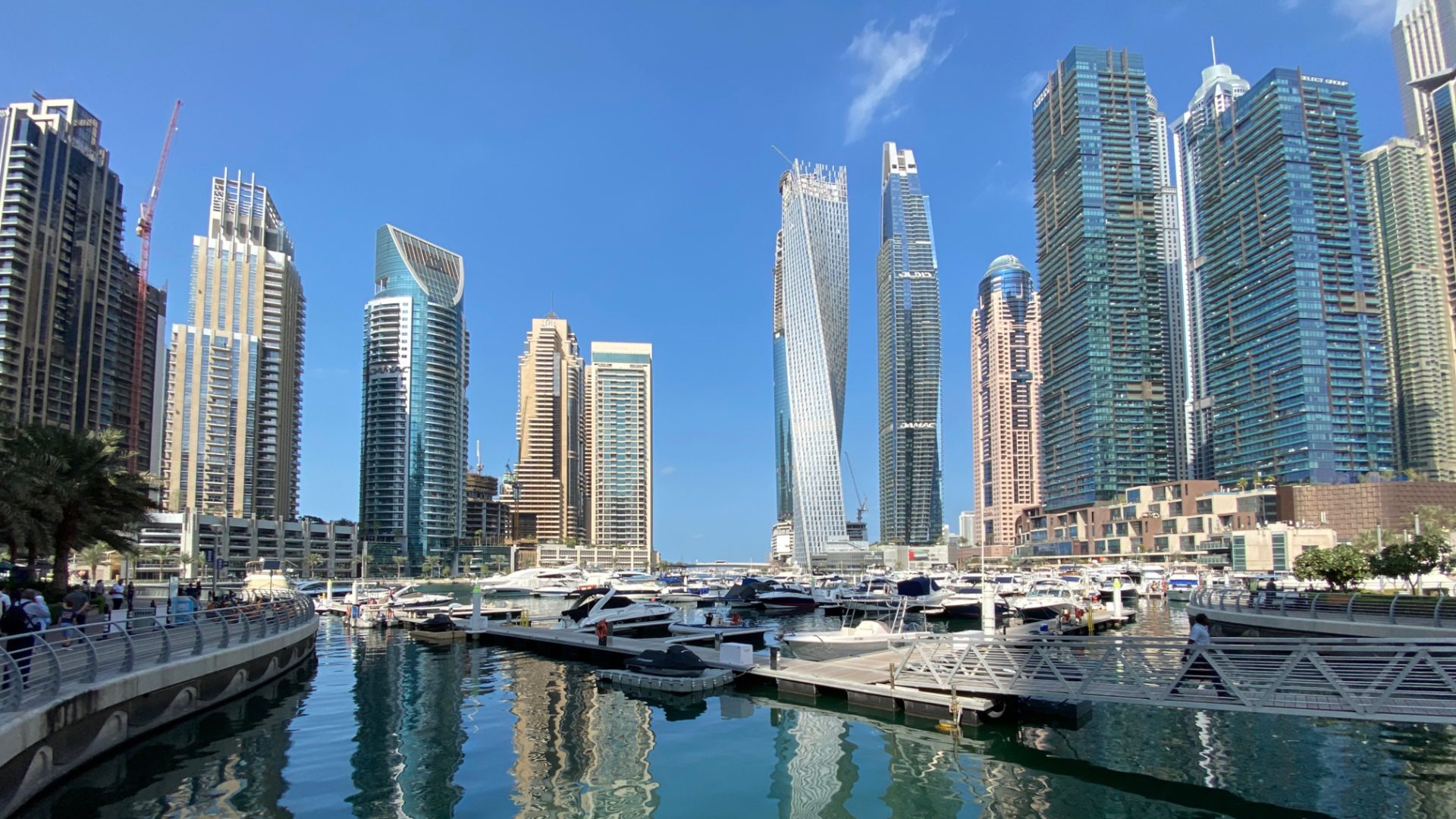 Dubai Marina surrounded by glass marvels