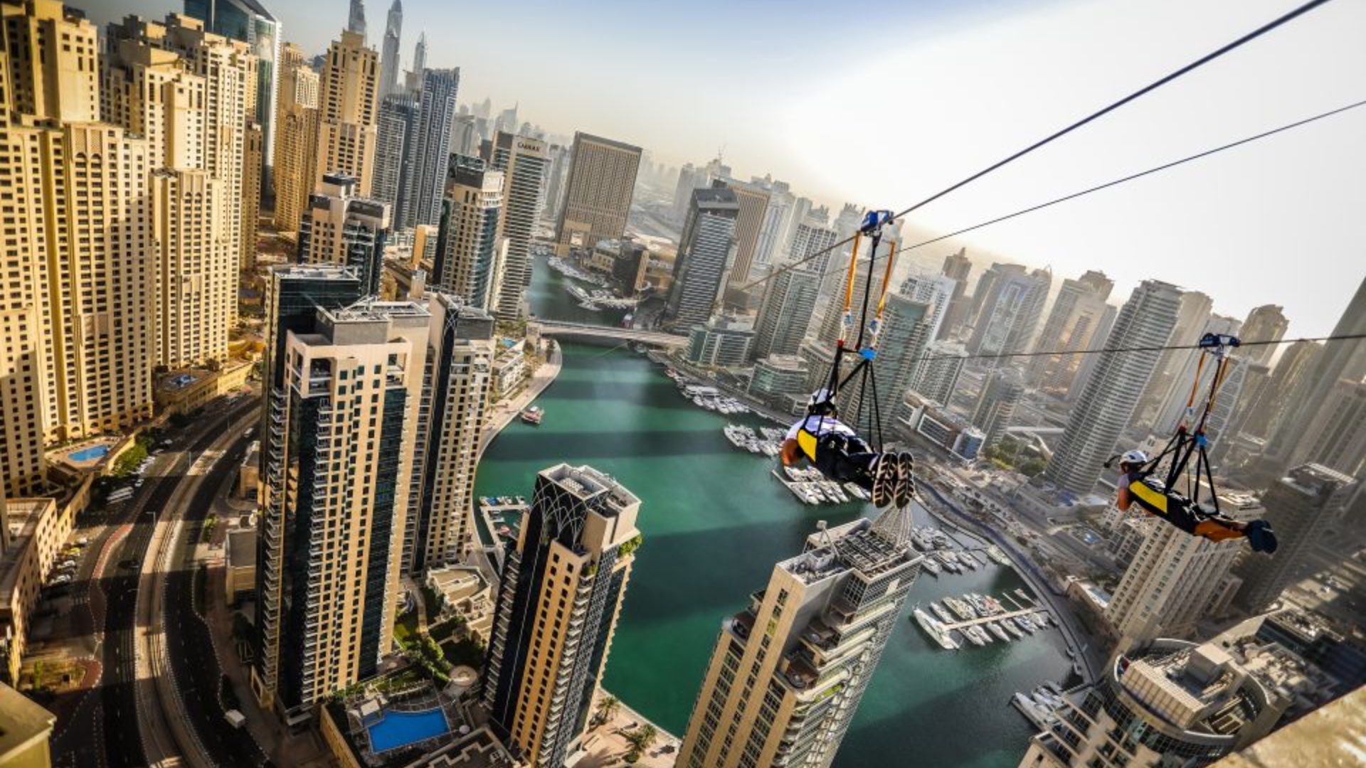 Zip line over the Dubai downtown