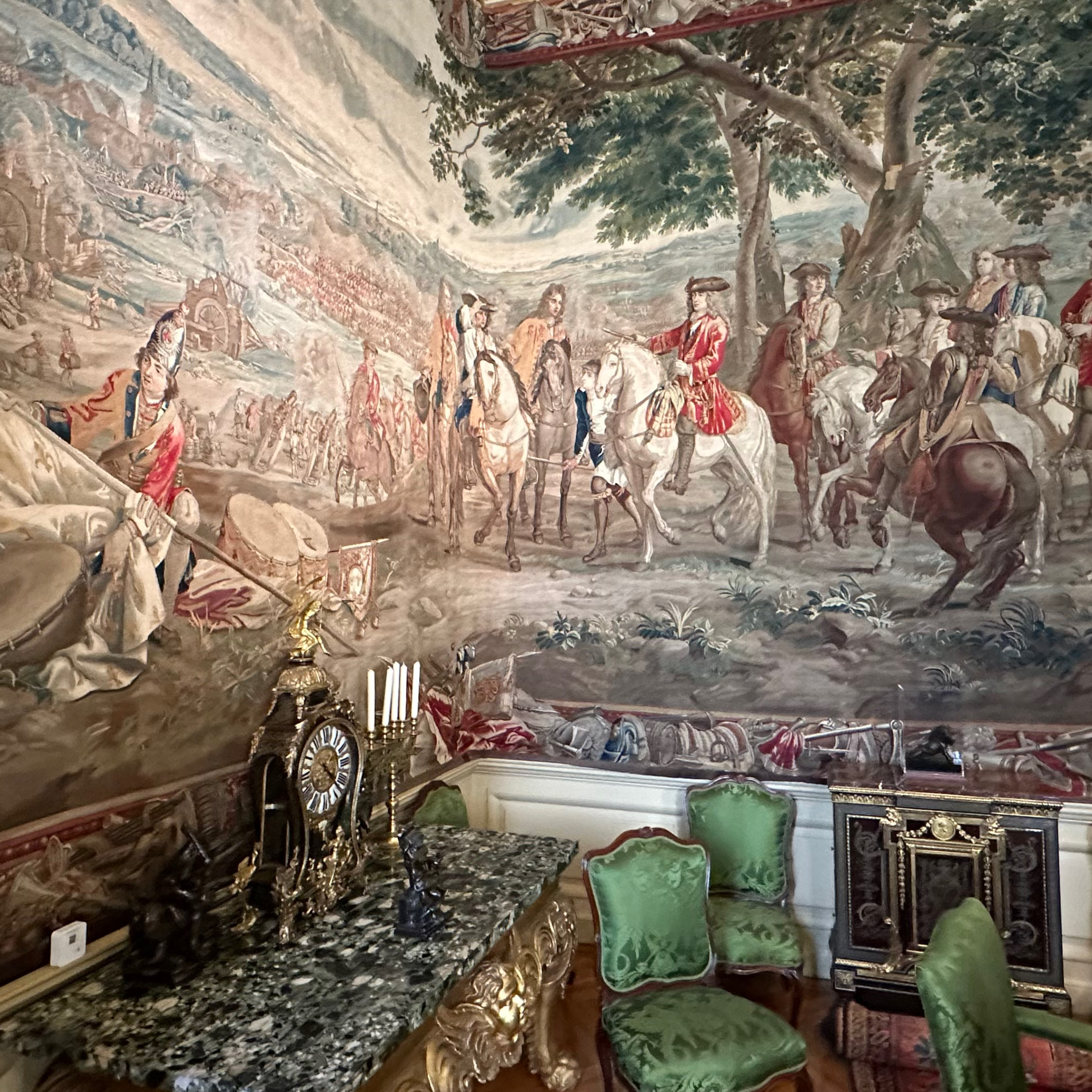 The tapestry depicts the Battle of Blenheim in 1704