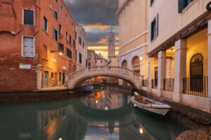 Venice canals surround apartments and hotels