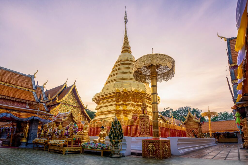 Wat Phra That Doi Suthep is the most famous temple in Chiang Mai at Thailand.